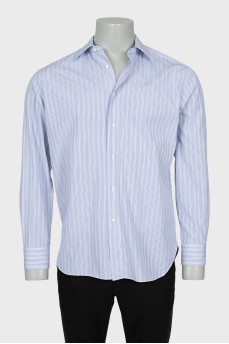 Men's blue and white striped shirt