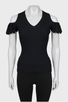 Fitted black ribbed top