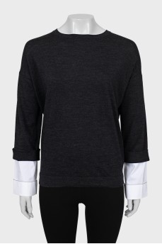 Black wool and cashmere jumper