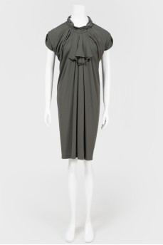 Gray dress with jabot
