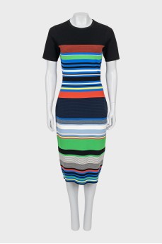 Striped print bodycon dress