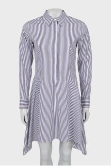 Blue and brown striped dress