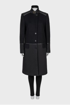 Wool coat with quilted elements