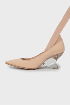 Textile shoes with transparent heels