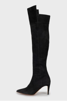 Suede stiletto heeled over-the-knee boots