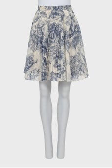 Pleated skirt in blue print