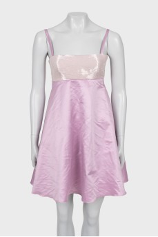 Purple silk dress with beads