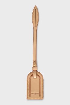 Beige leather clochette keychain