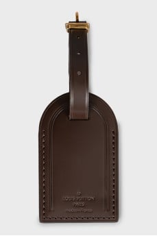 Brown leather clochette keychain