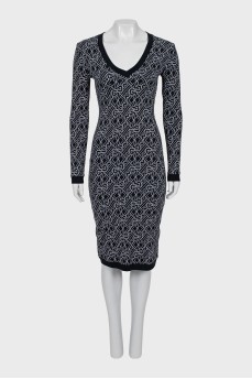 Bodycon dress with print and tag