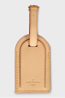 Beige leather clochette keychain