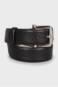 Brown leather belt with branded embossing