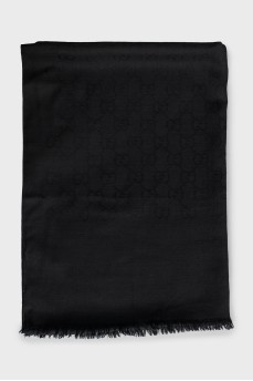 Black scarf made of wool and silk