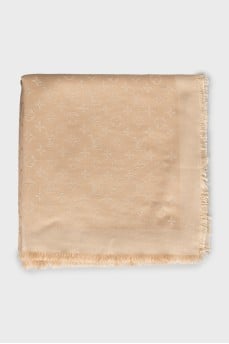 Silk and wool scarf with signature print