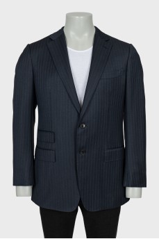 Men's striped wool and silk jacket