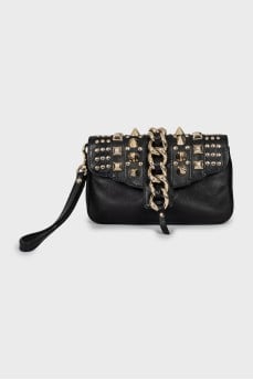 Leather clutch with metal decor