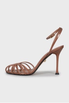 Patent leather high heel sandals