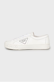 Leather sneakers with brand logo