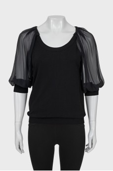 Black blouse with 3/4 sleeves