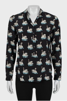 Straight cut silk blouse