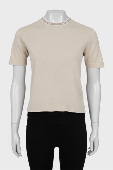 Gray silk and linen t-shirt