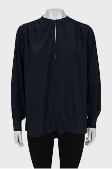 Black loose fit silk blouse