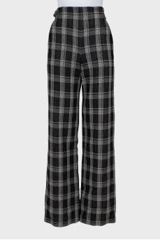 Plaid wide leg trousers