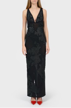 Deep V-neck maxi dress