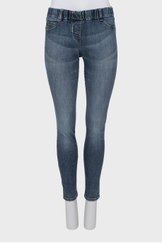 Blue skinny fit jeans with elastic
