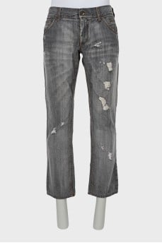 Men's ripped jeans gray