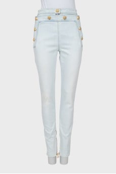 Skinny jeans with zip and buttons