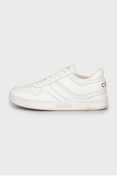 Leather sneakers with brand logo
