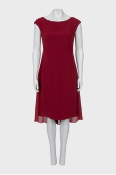Red dress with gathers at the front