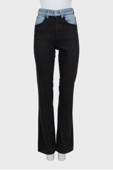 Straight cut combination jeans