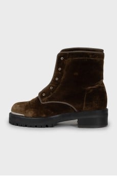 Brown velour boots