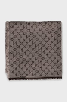 Scarf made of wool and silk with print