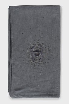Cashmere and silk scarf with rhinestones
