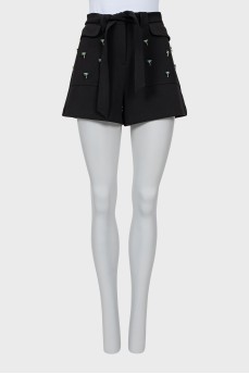 Black shorts with belt