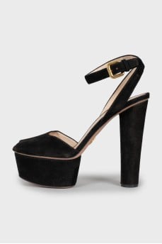 Black suede sandals