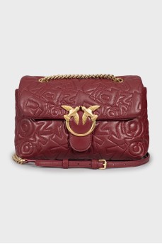 Leather bag with embroidered logo