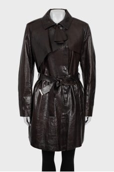 Dark brown fitted raincoat