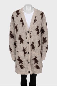 Straight cut cardigan with print