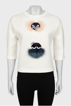Sweatshirt with fur decor