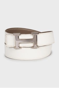 White leather belt