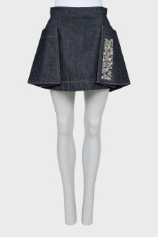 Denim skirt with rhinestones