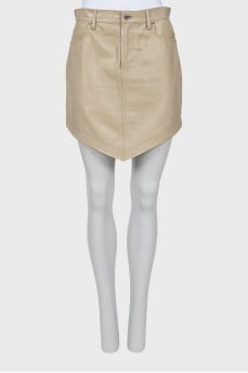 Beige leather skirt