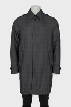 Men's trench coat with checkered print
