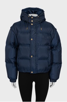 Triomphe down jacket with detachable sleeves