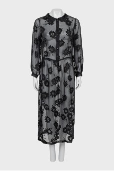 Transparent dress with buttons