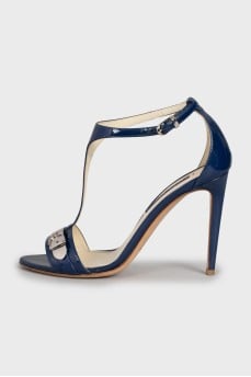 Blue leather sandals